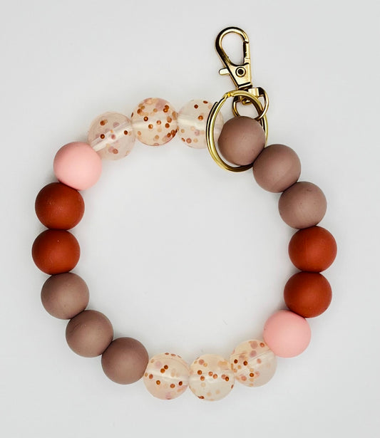 Dark Orange/Brown/Sparkled Silicone Keychain Wristlets