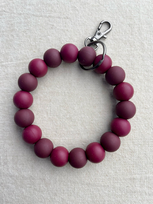 Maroon Silicone Wristlet Keychain